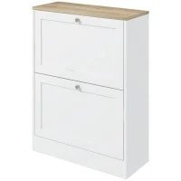 Mobile a scarpe 12 paia, mobile d'ingresso con 2 cassetti ribaltabili e ripiani regolabili, 60 x 24 x 80 cm, bianco