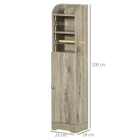 kleankin Mobile Bagno in Truciolato con 2 Ripiani e Armadietto a 2 livelli, 23x18x100cm, Grigio