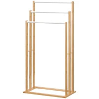 Portasciugamani a 3 Sbarre in Bambù , Design Leggero e Portatile, 48x25.8x94 cm, color Legno