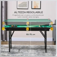 Tavolo da Biliardo ad Altezza Regolabile con Accessori, in MDF e Acciaio, 140x63x55-75 cm, Verde