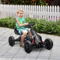 Outsunny Go-Kart a Pedali per Bambini con Sedile Regolabile in 4 Posizioni e Ruote in EVA, 100 x 58 x 58,5 cm, Nero