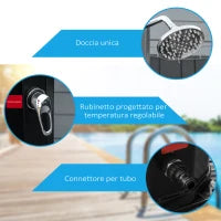Doccia Solare Riscaldata 55° per Esterno con Serbatoio da 35 Litri e Miscelatore, Nero