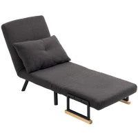 Divano Letto Singolo Pieghevole Poltrona Letto Convertibile 4 in 1 Schienale Regolabile a 5 Livelli e Cuscino 63x73x81 cm Grigio