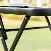 Set da Giardino per 2 Persone con 1 Tavolo e 2 Sedie Pieghevoli, Set per Terrazze, in Metallo, Nero e Grigio