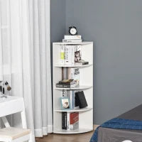 Libreria ad Angolo 4 Ripiani a Muro e Parete Legno 39.5x39.5x120cm Bianco