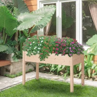 Letto per Orto Rialzato, Orto Urbano Pensile Tavolo Porta Piante con Fodera in Tessuto per Giardino, 122.5x56.5x76cm, Legno