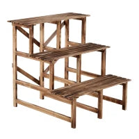 Fioriera Portavasi a 3 Gradini in Legno di Abete in Grado di Supportare Fino a 80kg di Carico per Giardini, Terrazzi, Balconi e Appartamenti 80x80x78cm