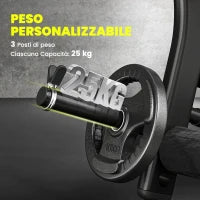 Panca Multifunzione Stazione Fitness con Schienale Regolabile su 3 Livelli, Supporto Gambe e Barra Superiore, 175x110x202cm, Nero