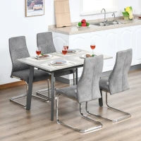 Set da 4 Sedie a Dondolo da Pranzo, Sedie da Cucina, Microfibra, 45 x 61 x 98 cm, Grigio