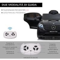 Macchina Elettrica per Bambini 3-5 Anni Mercedes con Cintura di Sicurezza e Telecomando, Nero