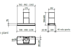 CAPPA PROFILE INCASSO cm 86 â€“ Nera -700 m3/h DRY DROP