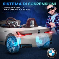 Macchina Elettrica per Bambini 3-6 Anni con Licenza BMW con Telecomando, Clacson e Fari, 115x67x45 cm, Bianca