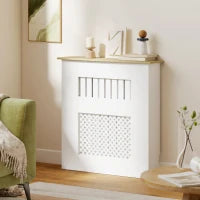 Copritermosifoni con Doghe e decorazione a Nido d'Ape, 78x19x81 cm, Bianco