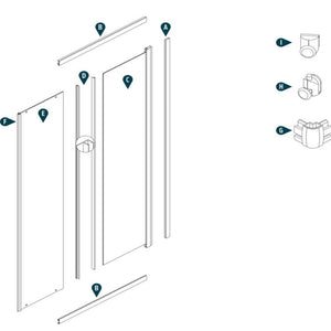 Box cabina doccia angolare con due ante scorrevoli in cristallo temprato trasparente *** misure 76.5-79.5x76.5-79.5xh...