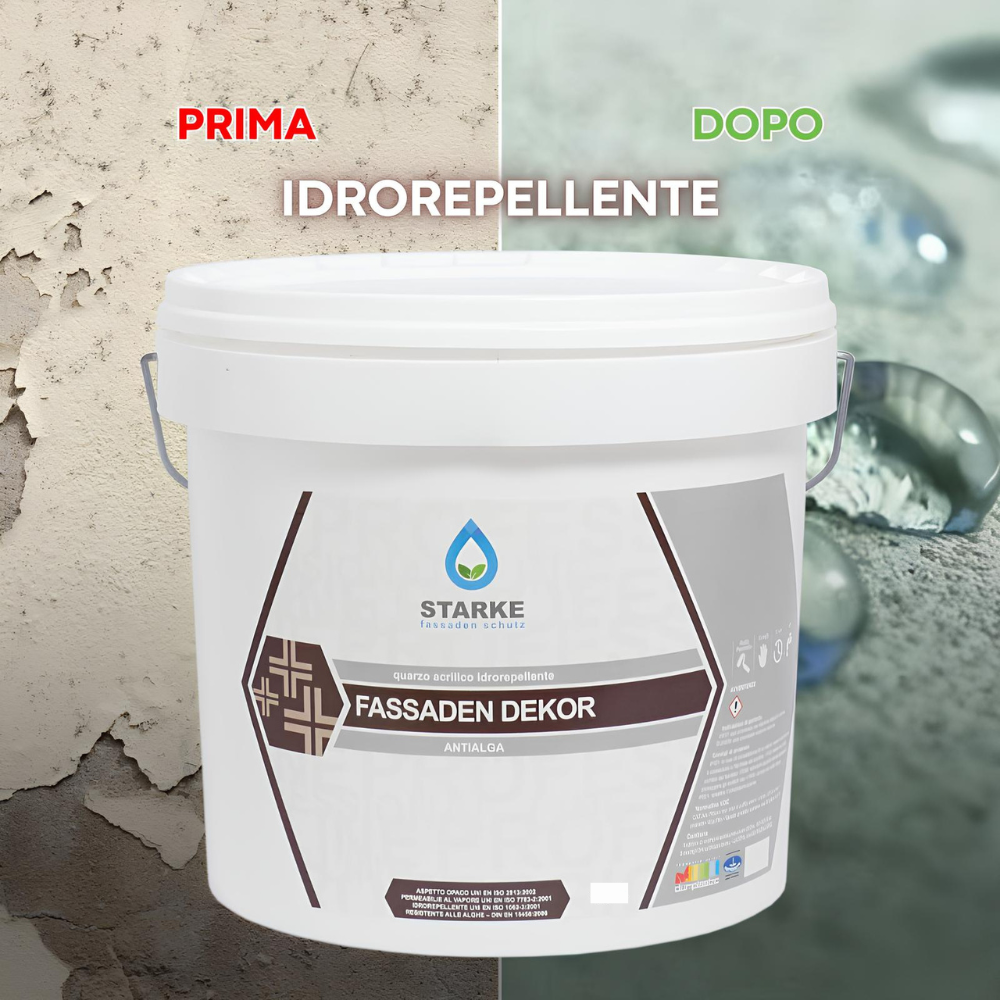 Quarzo fine fassaden dekor acrilico coprente idrorepellente antialga antimuffa *** formato 5 lt, confezione 1