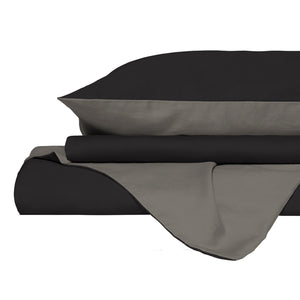 Copripiumino Singolo con Sacco e Federe in Tinta Unita Double Face Linea Zoe Cioccolato e Sabbia