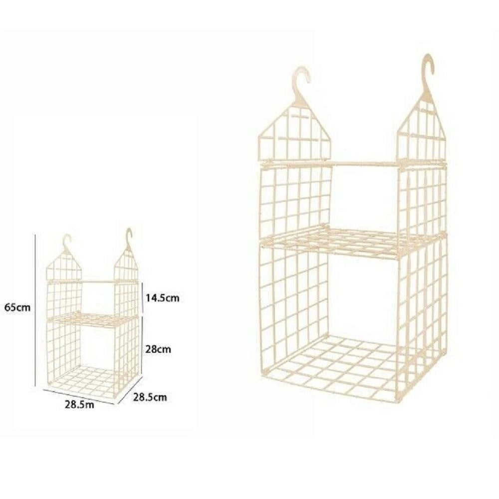 Trade Shop - Organizer Per Armadio 3 Ripiani Con Ganci Grucce Salvaspazio 65x28.5x28.5cm 70944 -