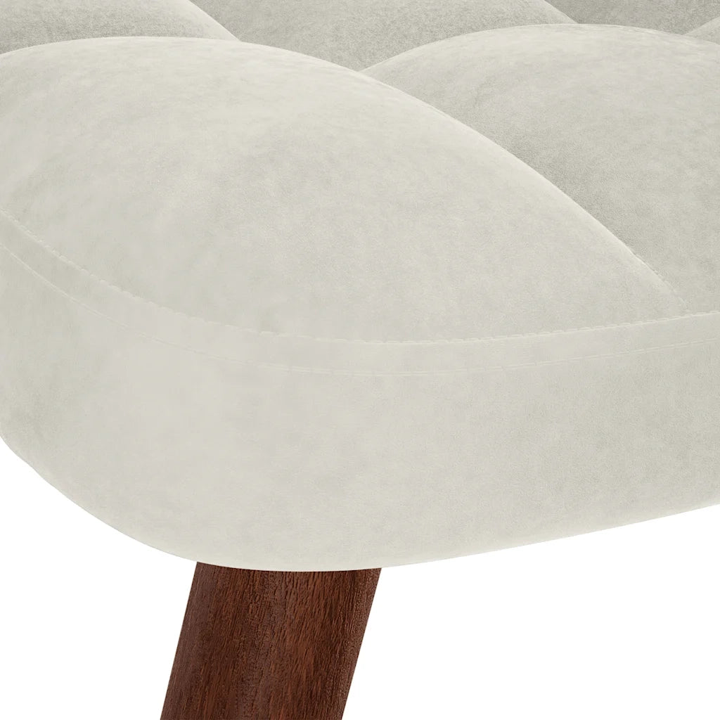 Divano Sedia-Poltrona Relax con Sgabello in Velluto Crema