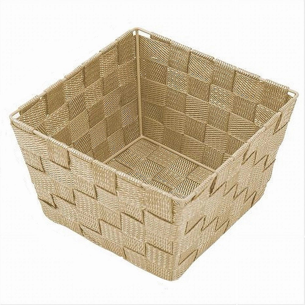 Trade Shop - Porta Oggetti In Tessuto Multiuso Organizer Bagno Cucina Beige 20x20x13 Cm 79122 -