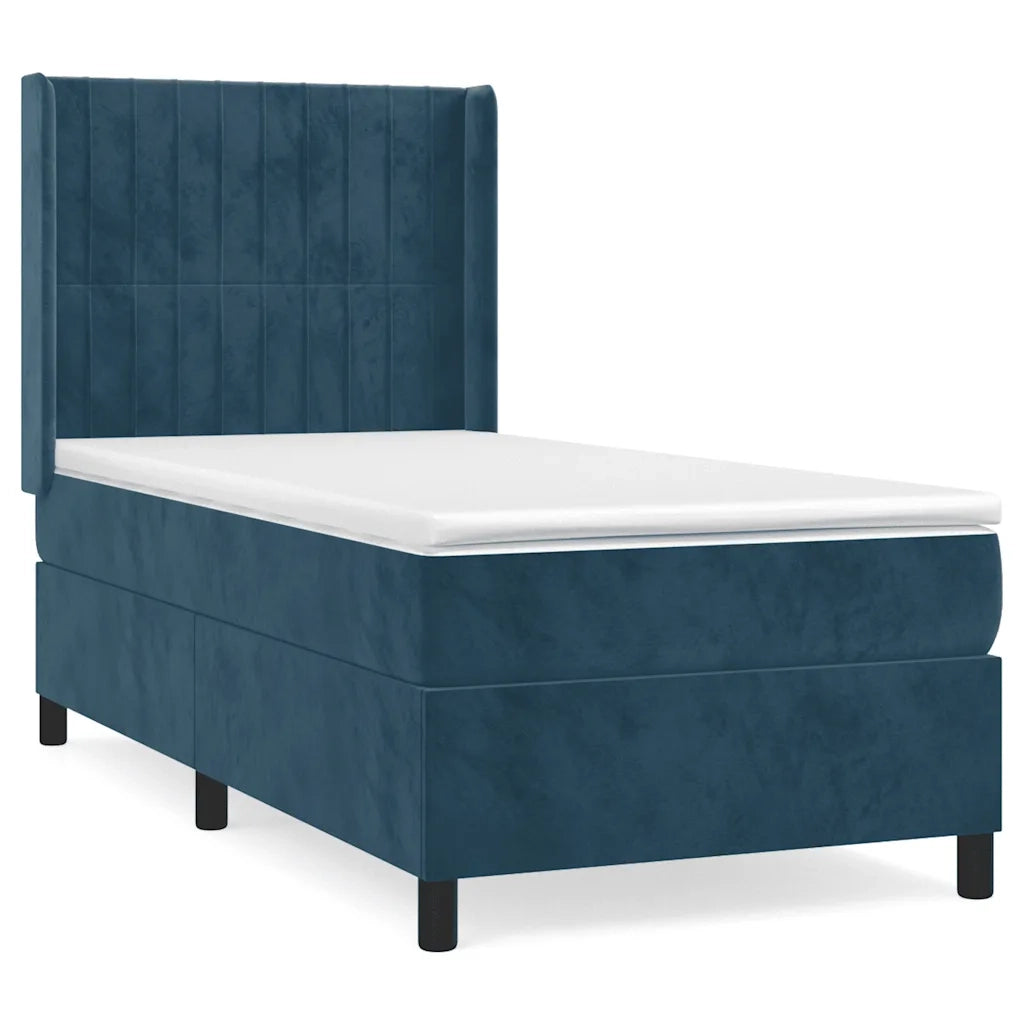Giroletto a Molle con Materasso Blu Scuro 90x190 cm in Velluto 3132775