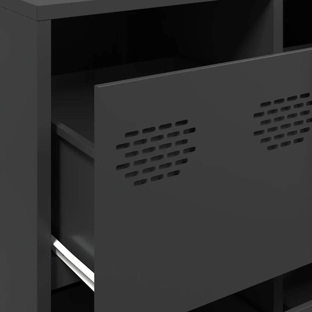 Credenza-Buffet-Armadio da cucina Nera 135x39x103,5 cm in Acciaio Laminato a Freddo