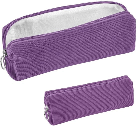 Etui di stoffa corduroy, etui estetico, etui pratico, etui moda per ragazzi e ragazze, borsa per libri da portare per adolescenti, scuola, ufficio (blu scuro)