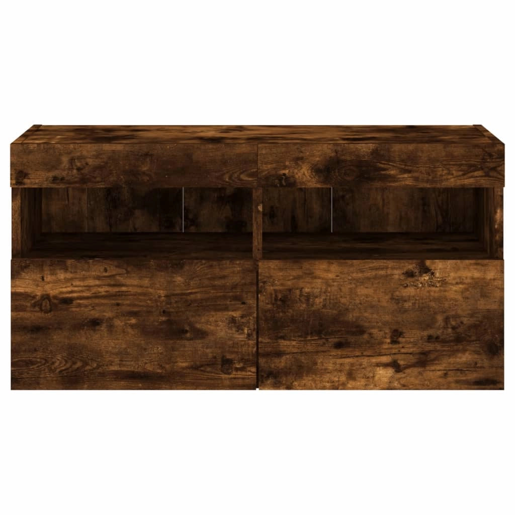 Mobile TV multimediale scaffale TV credenza mobile TV sala da pranzo soggiorno parete attrezzata per camera da letto con luci LED rovere affumicato 80 x 30 x 40 cm marrone 02_0027991