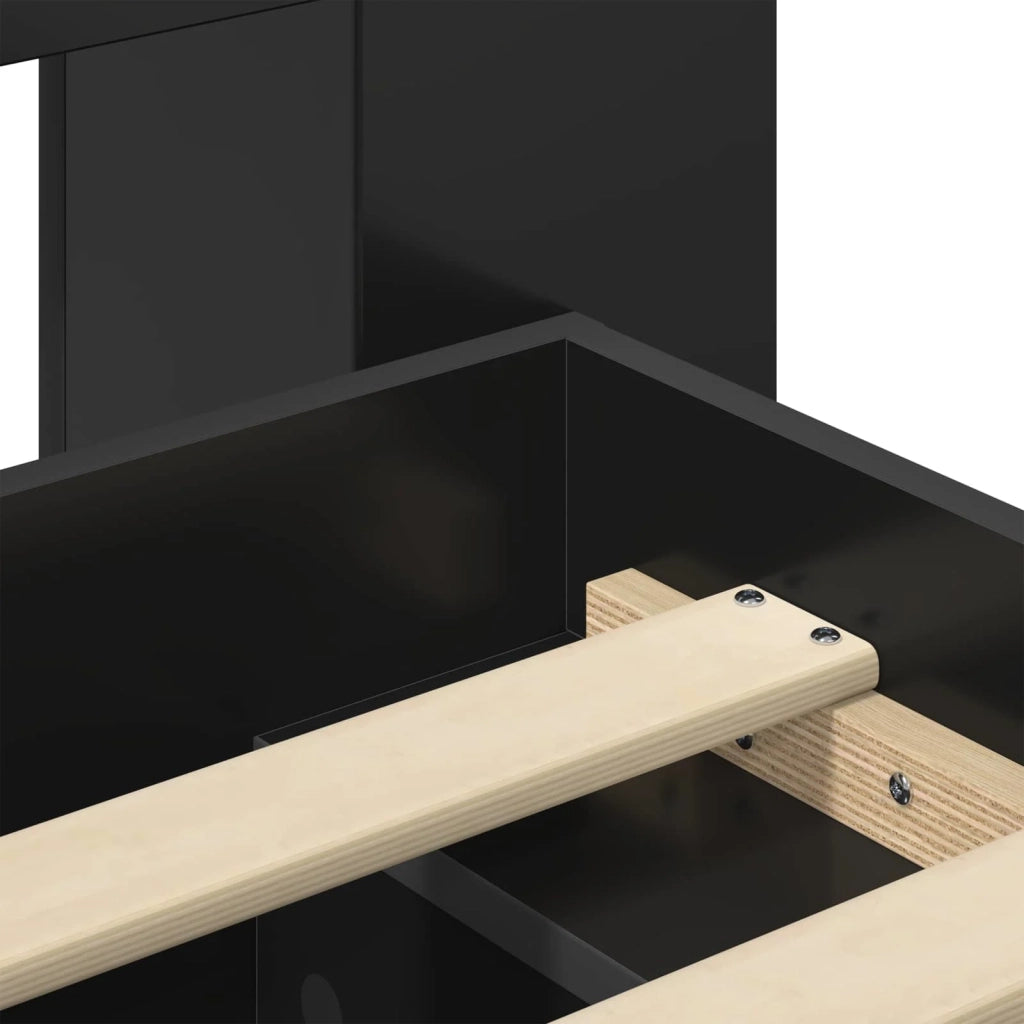 Telaio del letto con storage con testiera Nero 75 x 190 cm