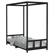 Giroletto per Bambini | Letto Infantile | Lettino Nero 90x190 cm in Legno Massello di Pino