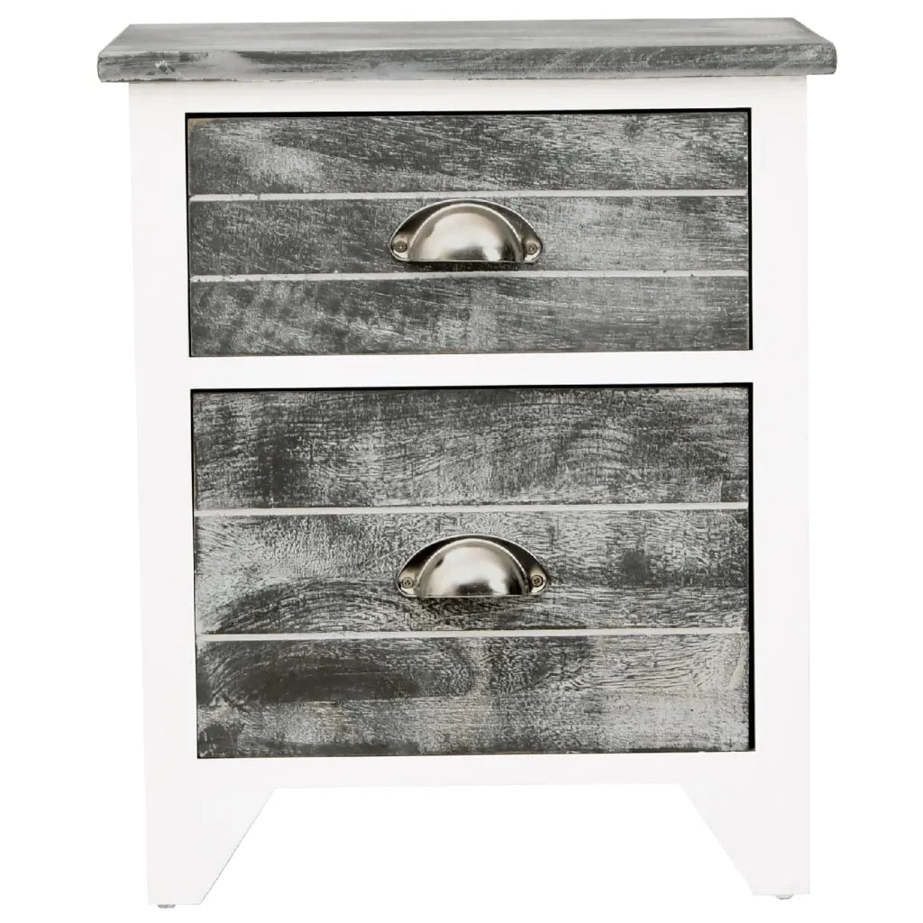 Comodini Set 2 pz con 2 Cassetti Grigio e Bianco  cod mxl 50757