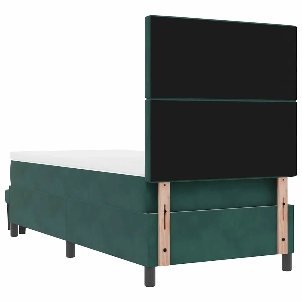 Letto a molle con materasso Verde scuro 90 x 200 cm Velluto 3344423