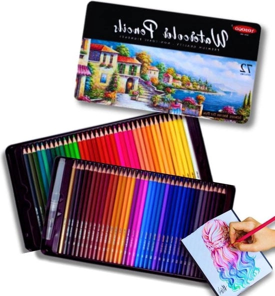Set di pastelli aquarel 72 pezzi - disegno e colore in scatola di vetro con qualità premium