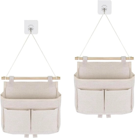 Ostensorio per 2 contenitori a parete con 2 ganci ad aggancio per camera da letto cucina (bianco)