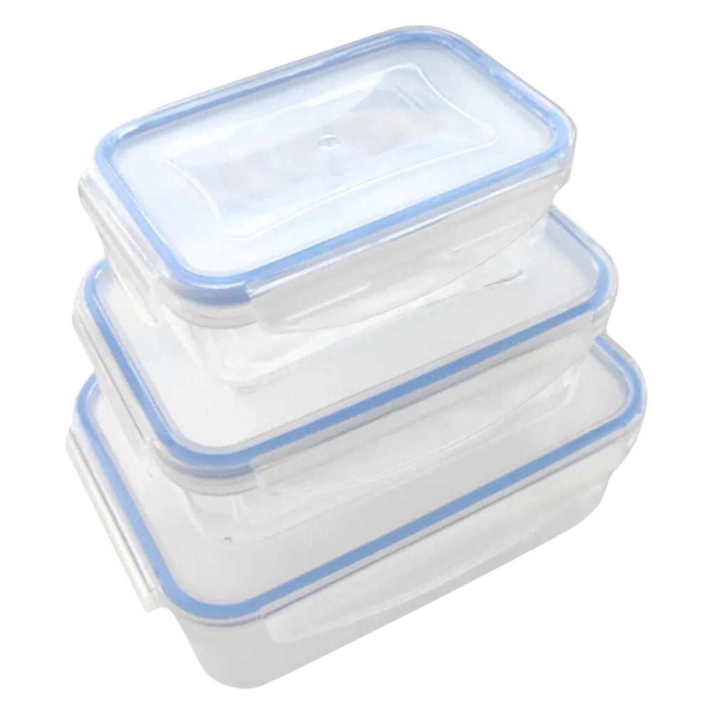 CONTENITORE RETTANGOLARE IN PLASTICA SET 'SUPERLOCK' kit 3 pezzi - lt 0,24 / 0,5 / 1,0  - ECOPLAST