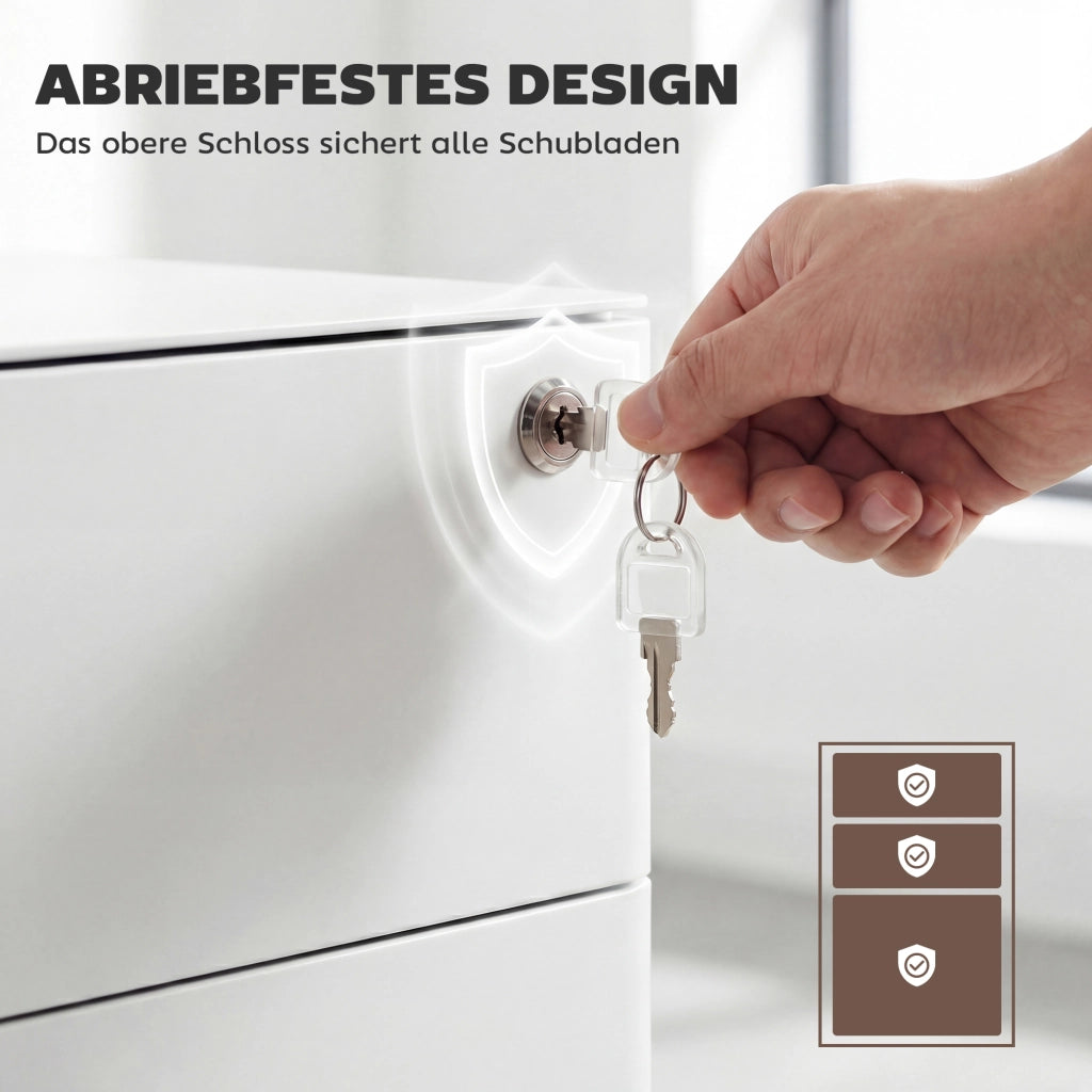 Mobile cassettiera con 3 cassetti e rotelle ¨C Xylo ¨C bianco 39x48x59cm