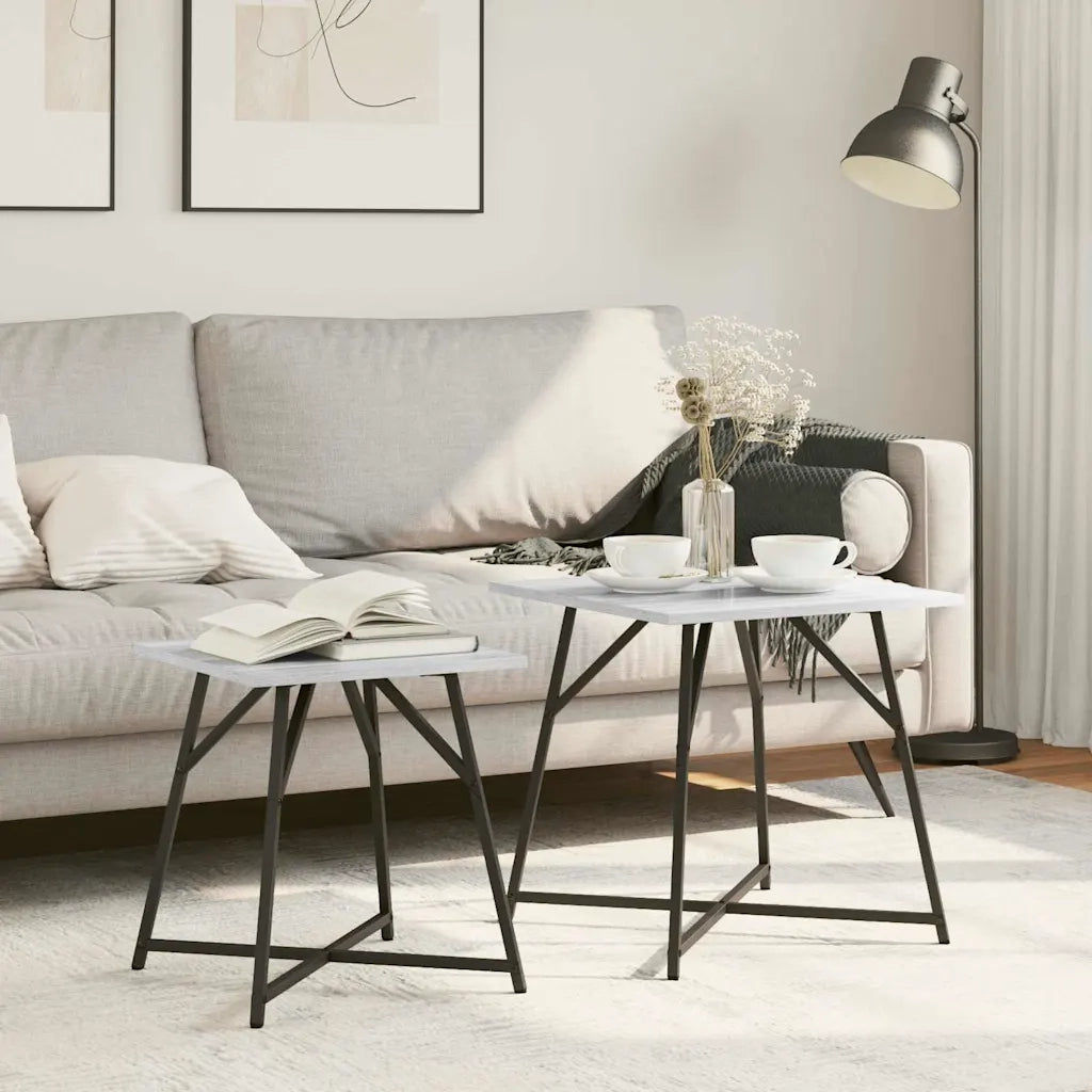 Set tavolini 2 pcs Grigio Sonoma e Nero 869729