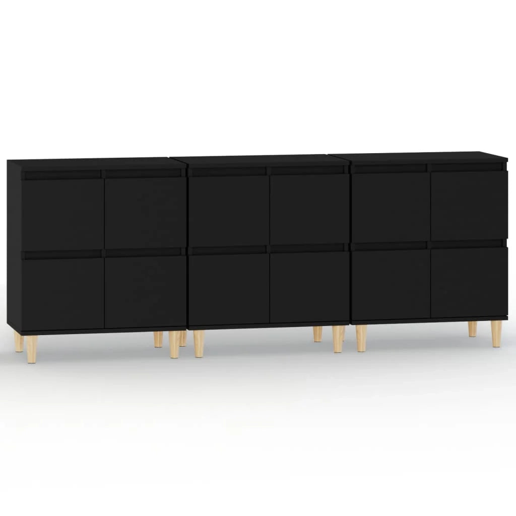 Buffet credenza cassettiera armadio mobile contenitore organizer per cucina soggiorno salotto 3 pezzi 60 x 35 x 70 cm legno ingegnerizzato nero 02_0037144