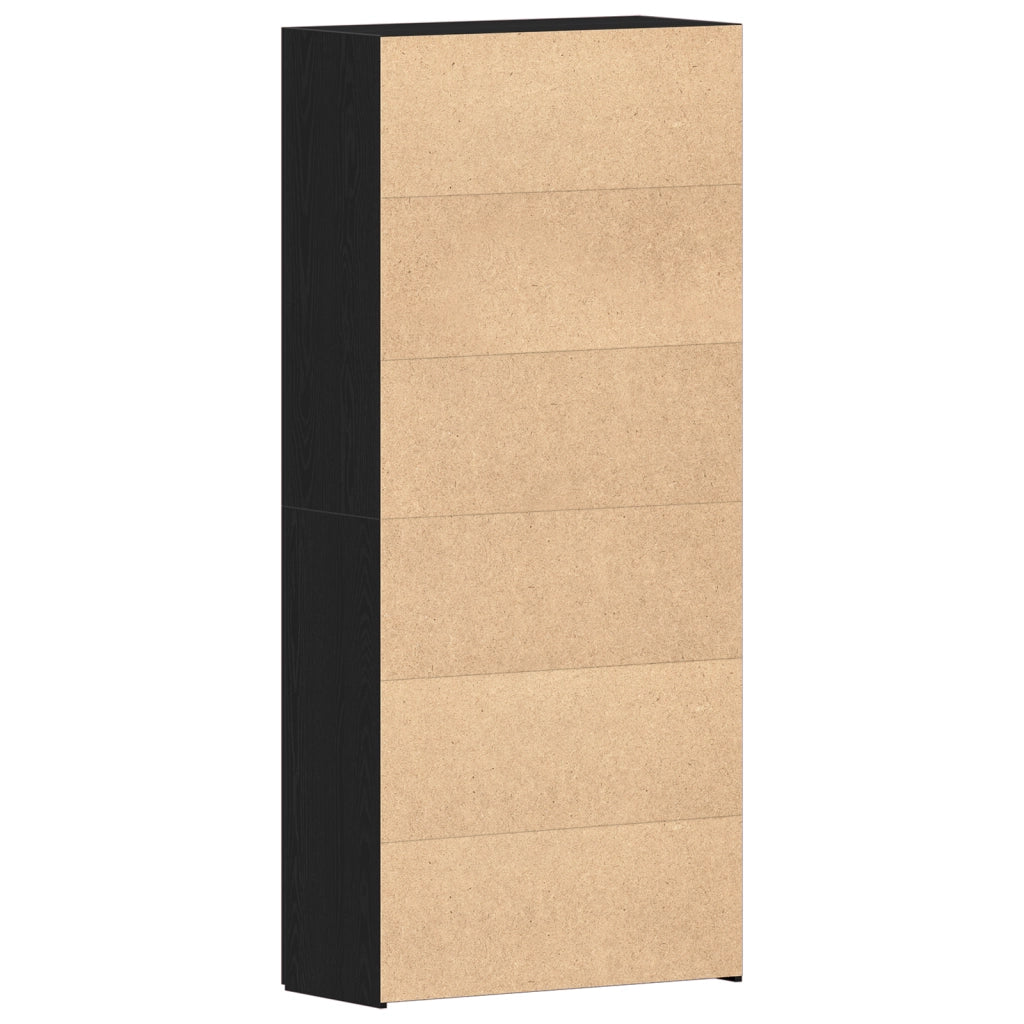 Armadio per scarpe Nero Rovere 80x35,5x180 cm Legno ingegnerizzato