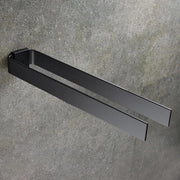 Sostegno per asciugamani a due bracci - doppia aste per asciugamani per bagno e cucina - elegante supporto da parete - 42 cm di lunghezza - design moderno (Matte Nero)