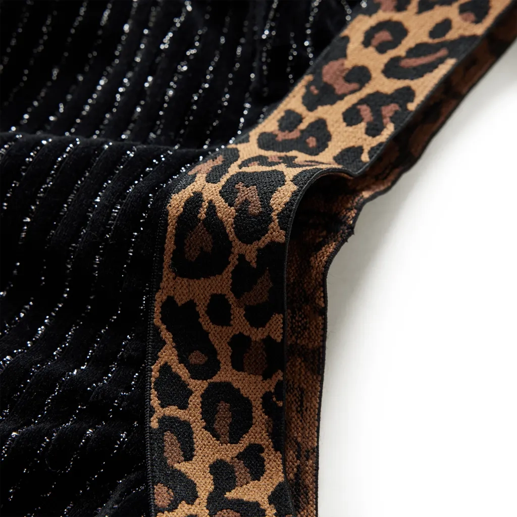 Gonna da Bambina con Vita Leopardata Nera 116 14481
