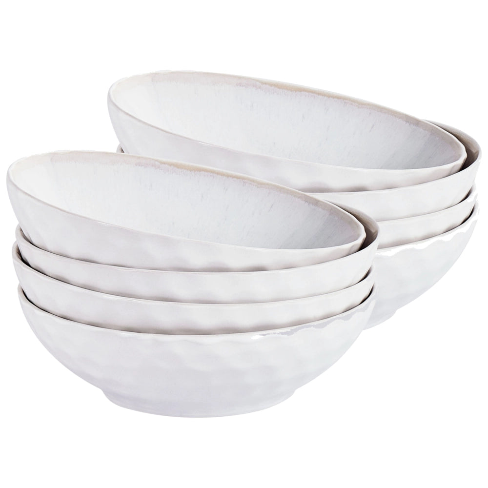 Set di 8 piatti fondi ingres  caolino fatto a mano finitura smalto reattivo Grigio chiaro Cucina Sala da pranzo