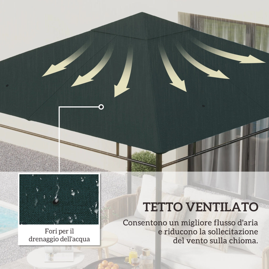 Tetto Gazebo 3x3 m ¨C zephmum ¨C Grigio Poliestere