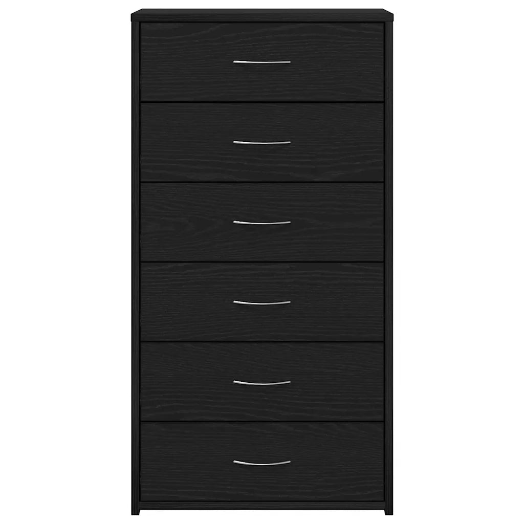 Credenza con 6 Cassetti Rovere Nero 50x34x96 cm in Truciolato 862442