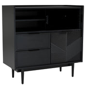 Credenza contenitore 80 cm in MDF nero con anta in vetro e LED