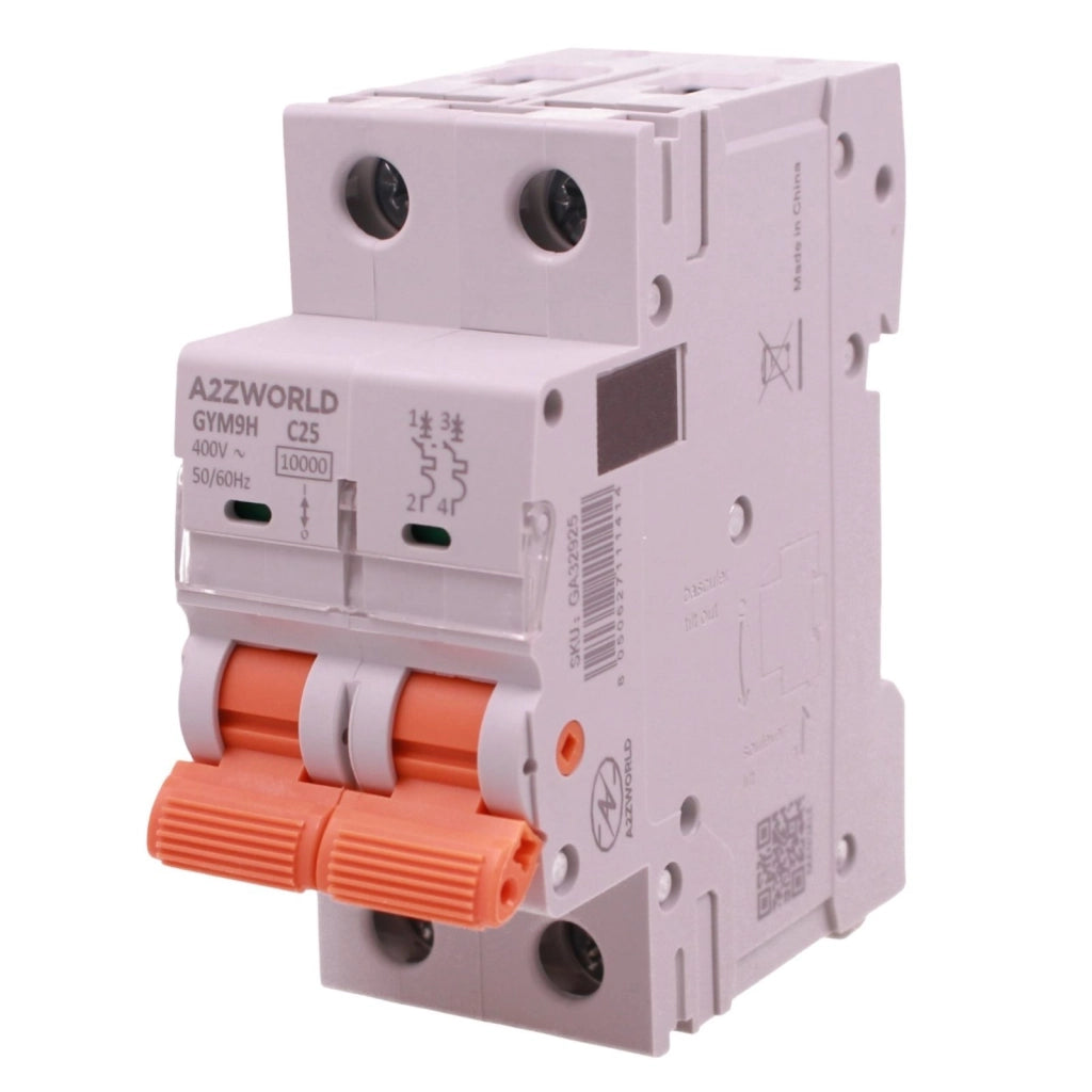 MCB Interruttore Magnetotermico Automatico Curva C 2P 2M 10000A AC 400V IP20 GYM9H, Accoppiabile Con Bobina di Sgancio GA01231 GA01232, Disponibili 25A 32A 40A 63A (C25A)