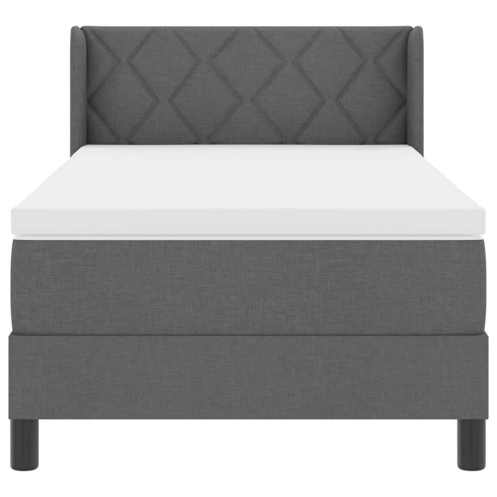 Letto a Molle  con Materasso Grigio Scuro 90x200 cm Tessuto