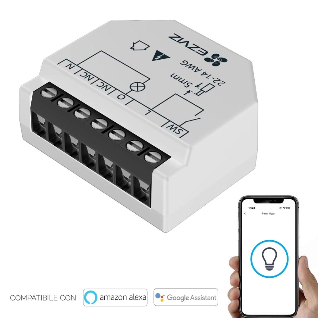 Mini rele EZVIZ impianti domotica interruttore 1 CH canale SMART WiFi controllo luci compatibile APP Alexa e Google