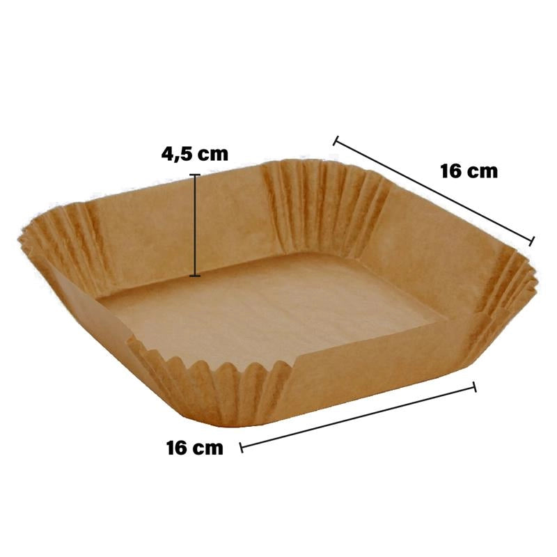 PERFECT HOUSE CARTA DA FORNO PER FRIGGITRICE ARIA IMPERMEABILE, ANTIADERENTE, CON CONFEZIONE RICHIUDIBILE 50 PZ 16X16X4,5 CM