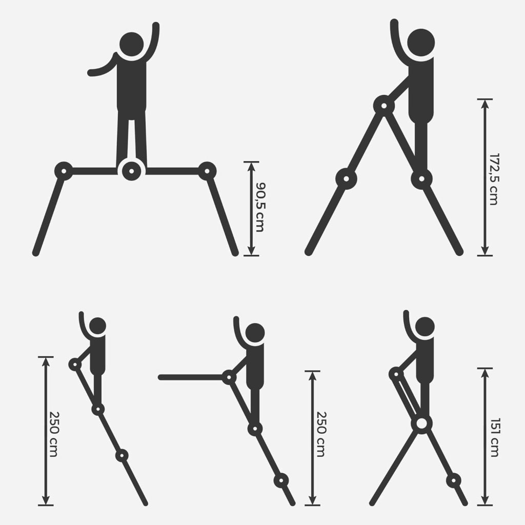 SONGMICS Scala Multifunzione in Alluminio, Scala a Gradini, Scaletta Domestica, 4 x 3 Gradini, fino a 150 kg, 12 Gradini, Design 6-in-1, Lunga 326 cm, Colore Argento GLT36M