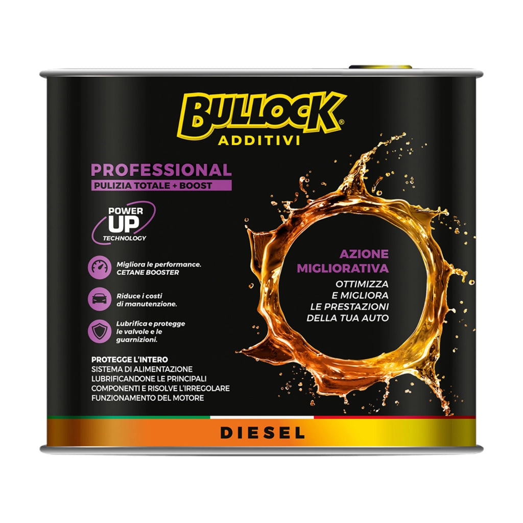 Professional Power Up, Booster Cetano e Lubricity Improver, Protezione Pompa, Start&Stop, Diesel, 500ml, Bullock